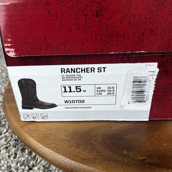 Wolverine Men’s 11.5 Rancher Square-Toe Steel-Toe Wellington Work Boots Leather - Picture 12 of 13